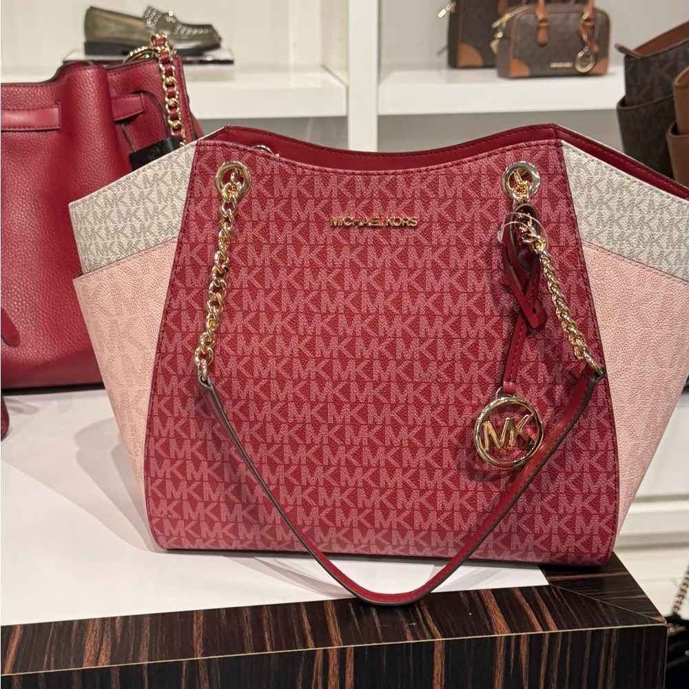 Michael Kors Red and Pink Shoulder Bag